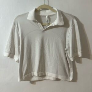 Lululemon cropped polo shirt top size 6 white
